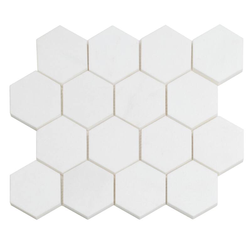 Apollo tile 10 x 12 Nubes Polished Snow White Thassos Polished Marble Tile (4.46 sq ft/case) - 5 Pack