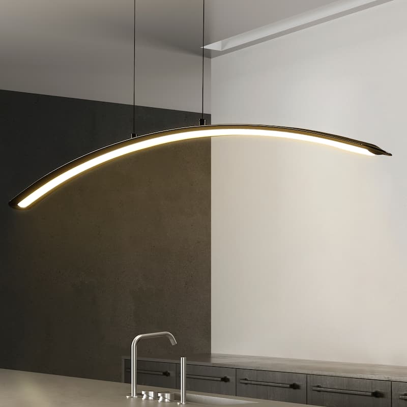 Nathaniel 41.5" Dimmable Adjustable Integrated LED Metal Linear Pendant, by JONATHAN Y - Black