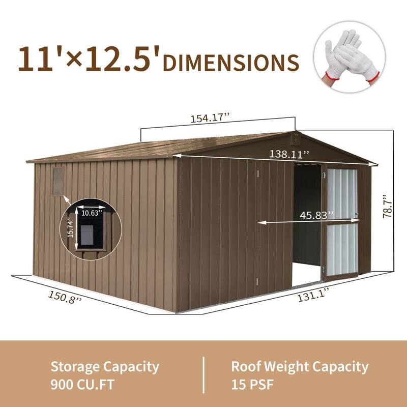 Backyard Storage Shed with Galvanized Steel Frame & Windows,Outdoor Garden Shed Metal Utility Tool Storage Room