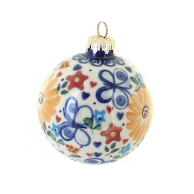 Blue Rose Polish Pottery Vena Large Christmas Ball