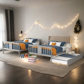 Full over Full Bunk Bed with Twin Size Trundle and Ladder