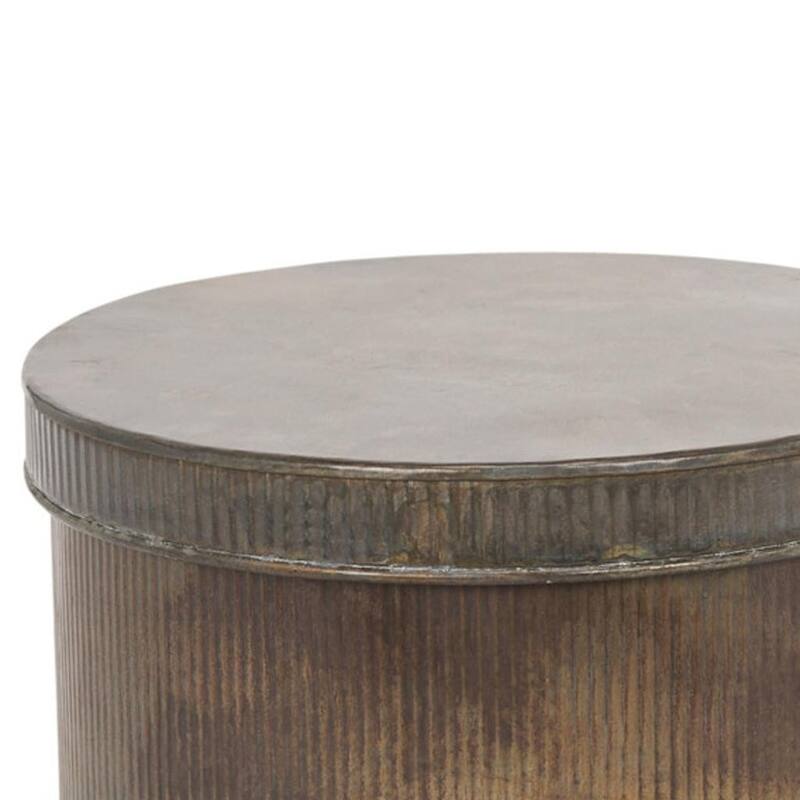 HomeRoots Set of Two Antiqued Gold Metal Decorative Boxes - 14.17 in. x 5.91 in. x 14.17 in.