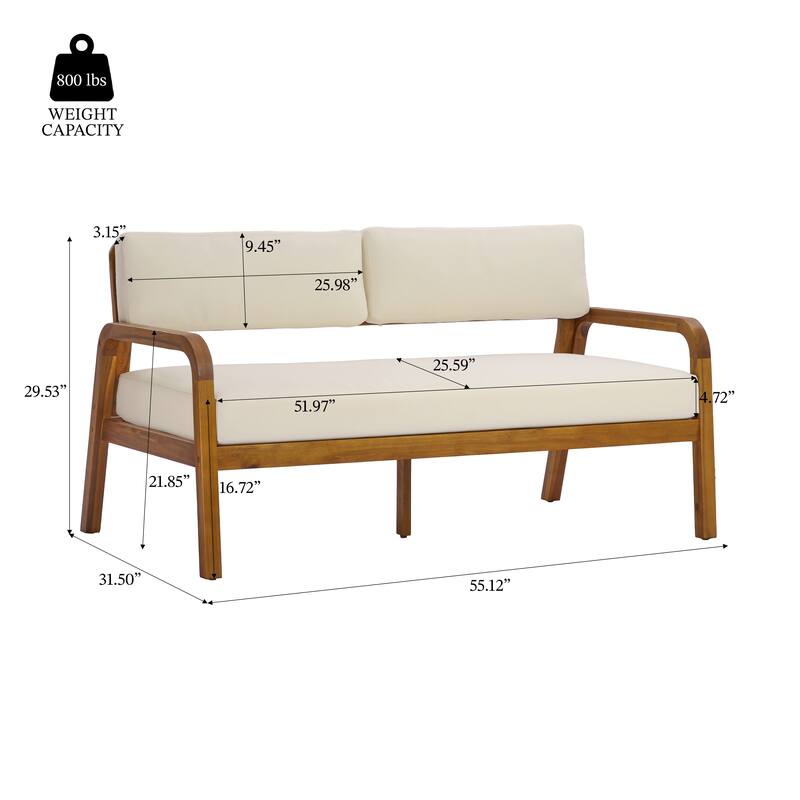 Christopher Knight Home - Solid Acacia Wood Outdoor Patio 4-Piece Sofa Set with Cushions