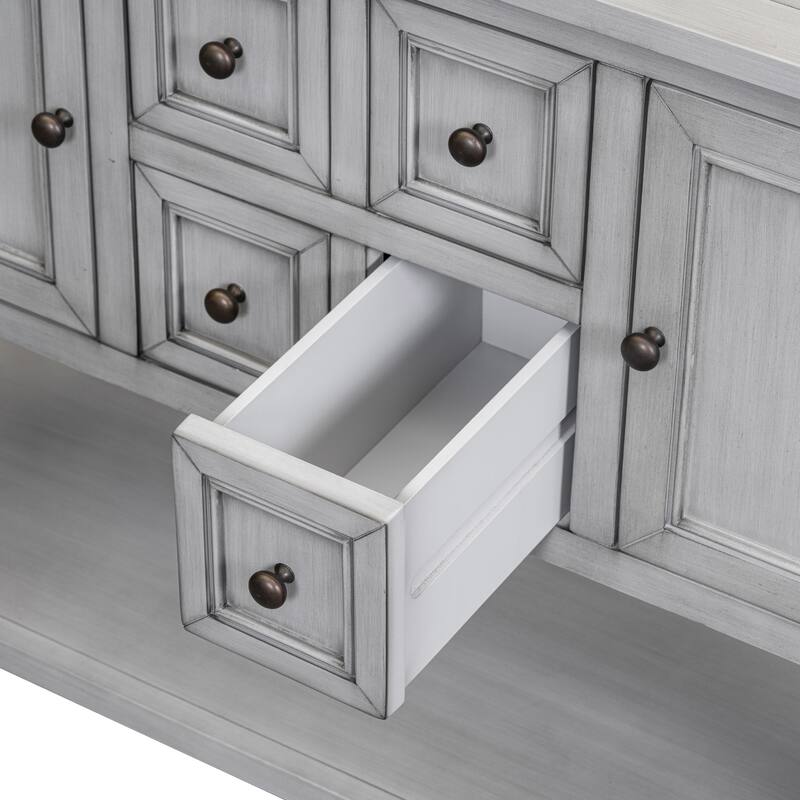 Cambridge Series Ample Storage Vintage Console Table with Four Small Drawers and Bottom Shelf for Living Rooms