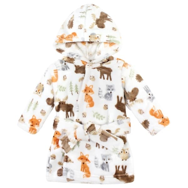 slide 1 of 1, Hudson Baby Plush Animal Face Bathrobe, Woodland, 0-9 Months - Woodland - 0-9 Months 0-9 Months - Woodland