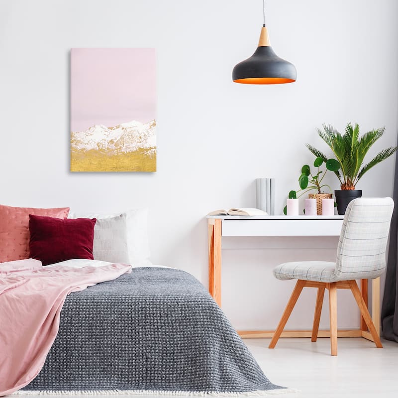 Stupell White Tipped Mountains on Pink Canvas Wall Art Design By Gemma Bardot
