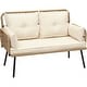preview thumbnail 9 of 8, Moasis Wicker Outdoor Loveseat with Cushions - 44.9"L x 21.7"W x 31.1"H Beige