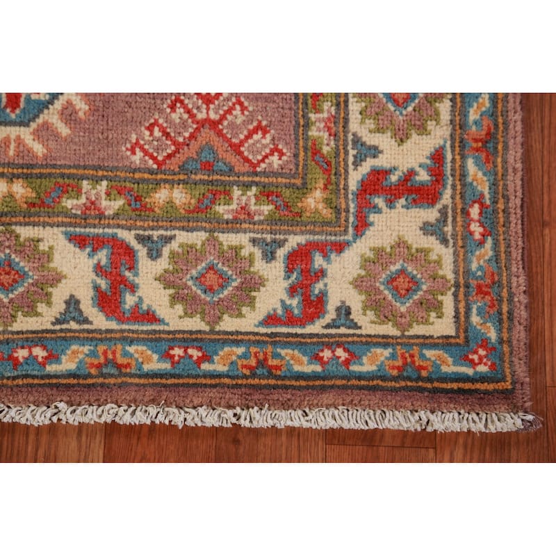 Brown Kazak Foyer Rug Hand-Knotted Wool Carpet - 2'7"x 4'0"
