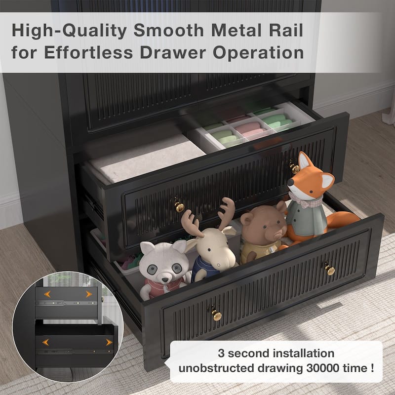 Gymojoy 71" Wardrobe Closet with 2 Doors & 2 Drawers, Modern White Wooden Armoire with Hanging Rod & Gold Handles