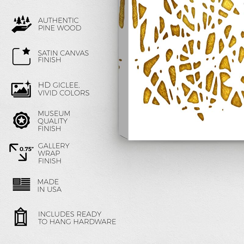 Wynwood Studio Canvas Abstract Golden Web White and Metallic Gold Modern & Contemporary Wall Art Canvas Print