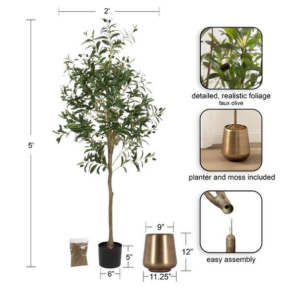dimension image slide 5 of 21, Kate and Laurel Oliveira Faux Olive Tree