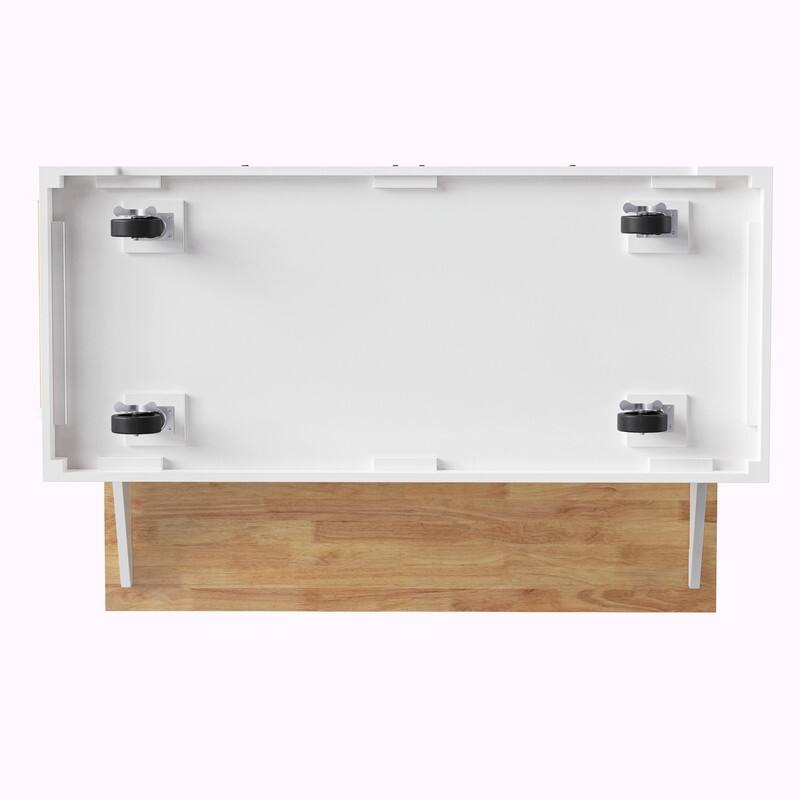 54" Rolling Kitchen Island Cart with Rubberwood Drop Leaf, 4 Doors & 3 Drawers