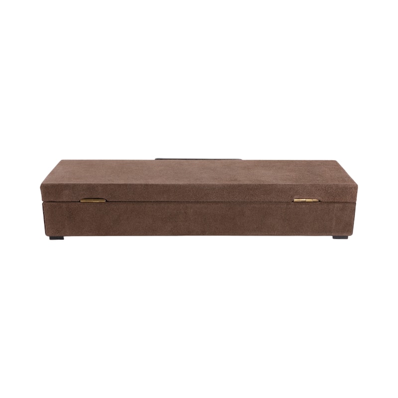 Elegant Decorative Box with Lid in Faux Leather - 18", Black & Brown - 18.0"