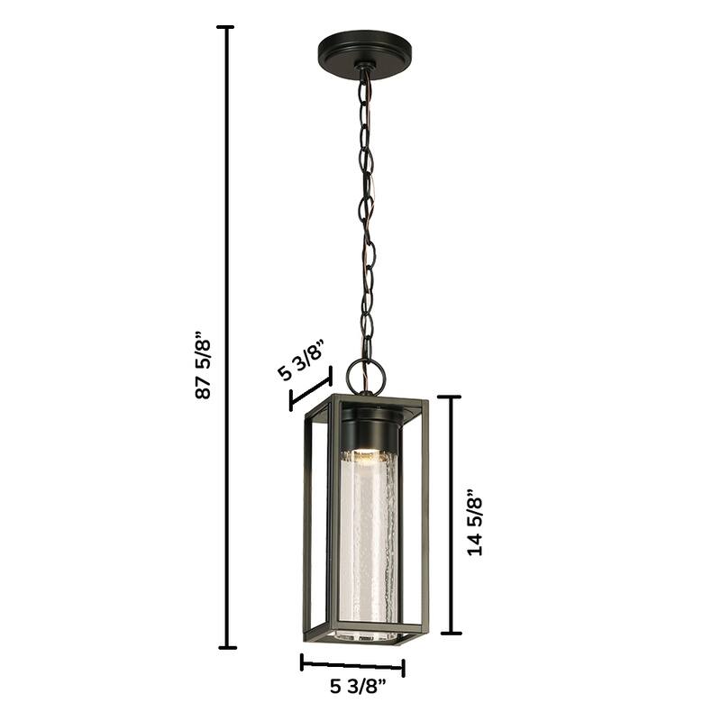 Eglo Walker Hill Matte Black LED Outdoor Pendant with Clear Seedy Glass