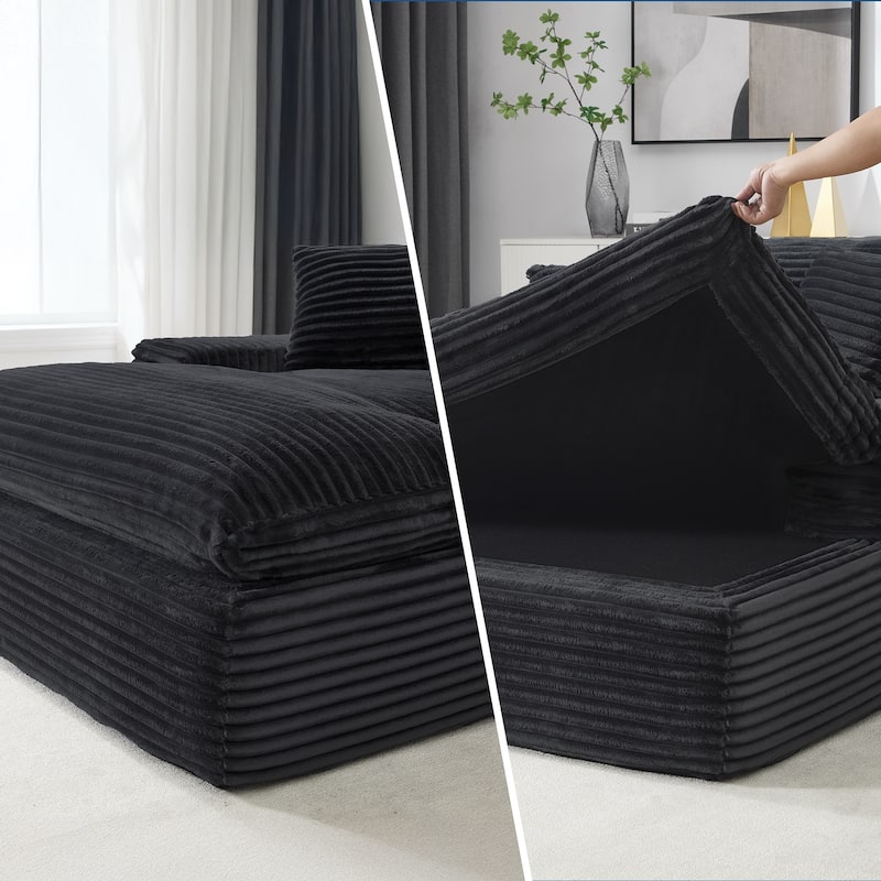 67" Upholstered Full Foam Chaise Lounge Chair Convertible Sofa Bed with Pillows, No Assembly Required