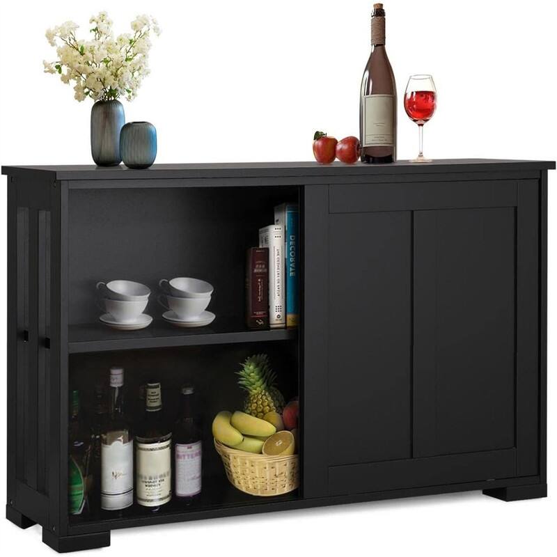 Storage Cabinet Kitchen Buffet Cabinet Sideboard - 13"D x 42"W x 24.8"H - Black