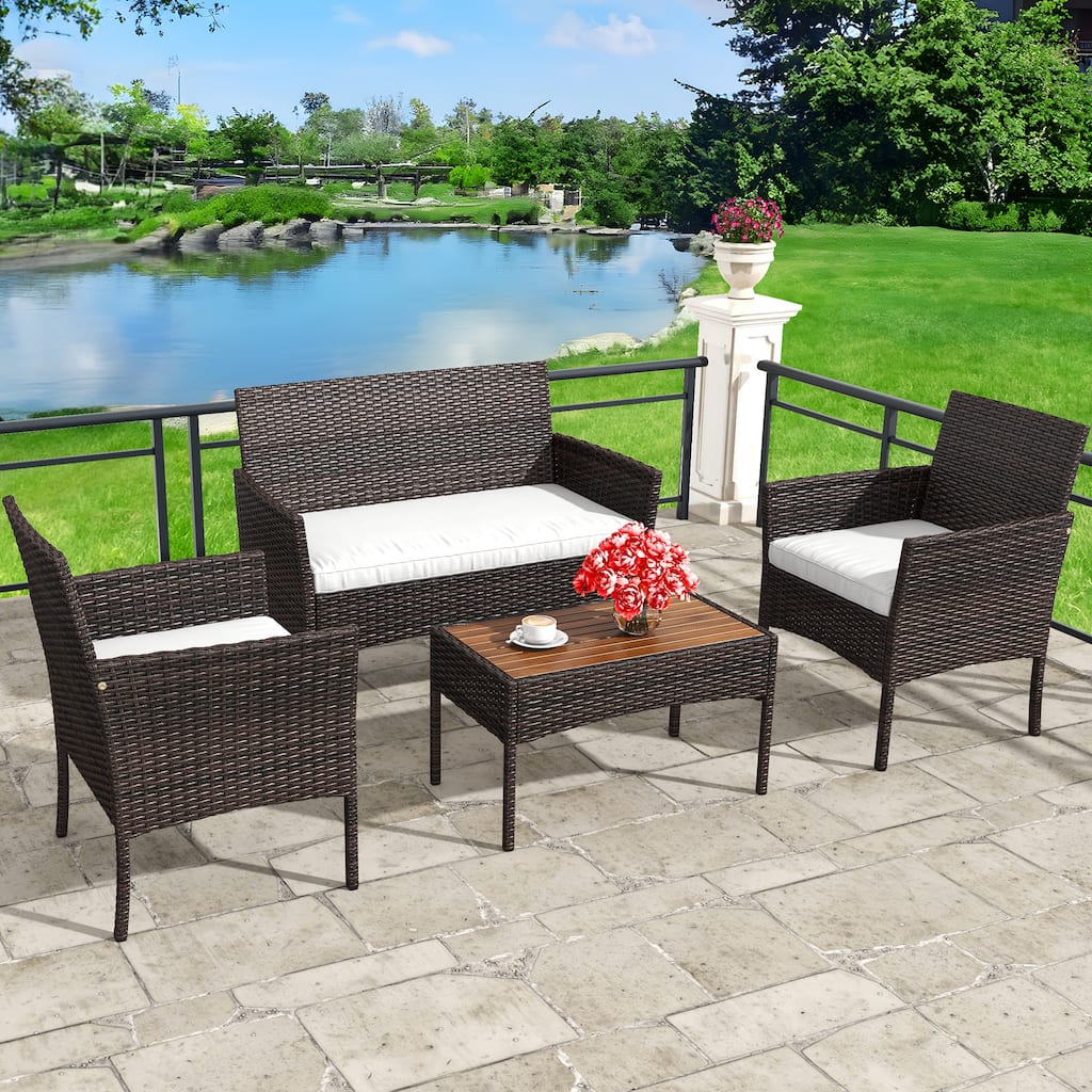 Moasis 4-Piece Patio Wicker(PE) Bistro Set - 4Pcs