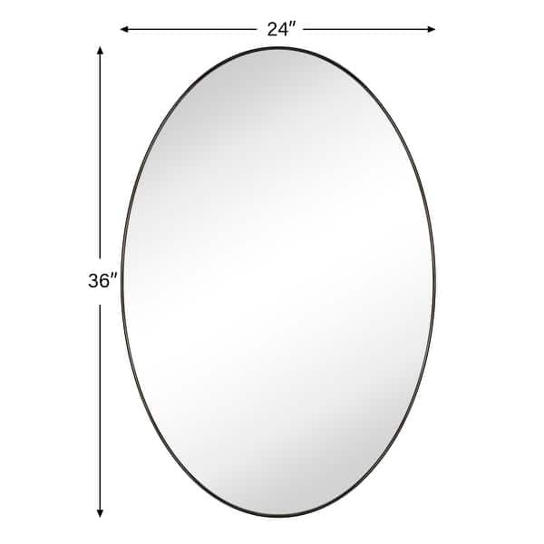 dimension image slide 0 of 3, TEHOME Javell Oval Metal Wall Mirror