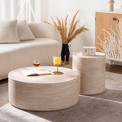 31.5'' Round Coffee Table with Mars Pattern for Living Room