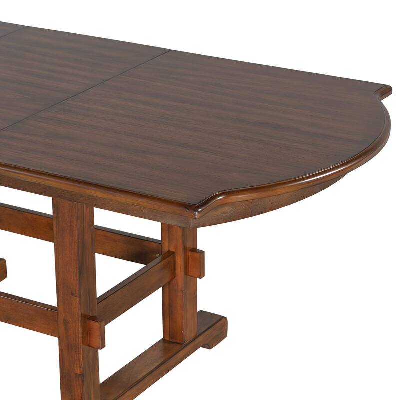 Roomfitters 6-Piece Extendable Wood Dining Table Set, 78" Kitchen Table with 18" Leaf, Bench and 4 Chairs, Espresso & Beige