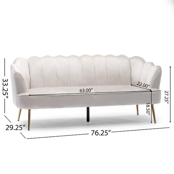 dimension image slide 1 of 6, Reitz Glam Velvet Shell Sofa by Christopher Knight Home - 76.25" L x 29.25" W x 33.50" H