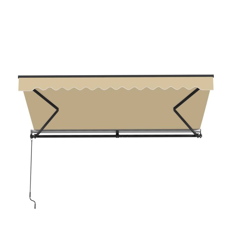 ALEKO Caribbean Motorized Retractable Patio Awning - Black Frame - Desert Sand - 13 x 10 Feet