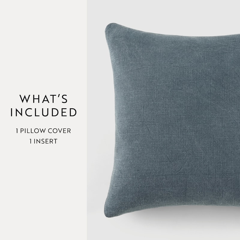 Washed and Distressed Cotton Decor Throw Pillow in Stone Washed