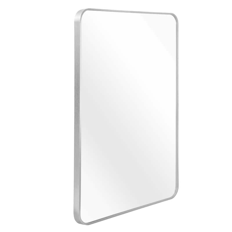 Rectangle Mirror Wall Mounted, Large Size Bathroom Vanity Wall Mirror with Rounded Corner Metal Frame