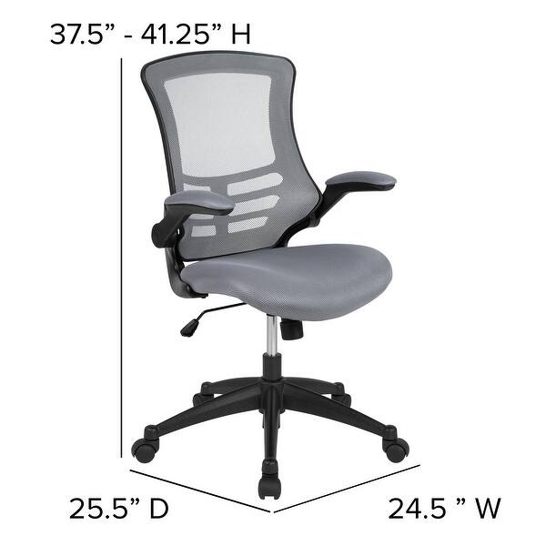 dimension image slide 6 of 11, Mid-Back Mesh Swivel Ergonomic Task Office Chair with Flip-Up Arms