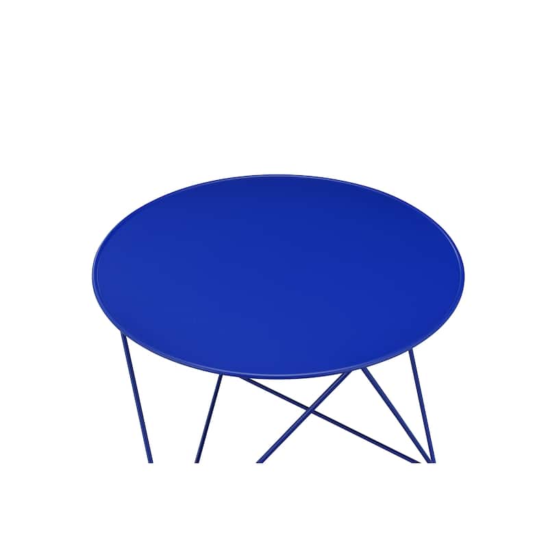 ACME Epidia Round Accent Table in Blue