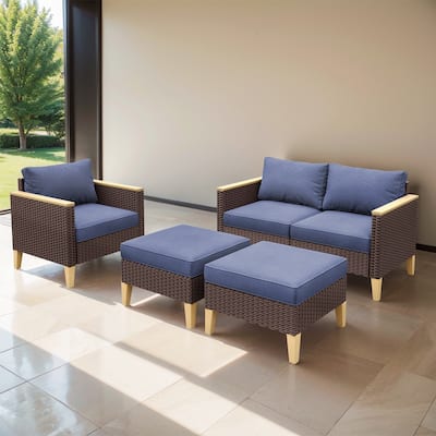 Gymojoy OUtdoor High Back Couch with Chair and Ottomans