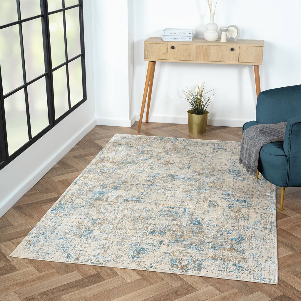 Sevita Blue/Gray Abstract Area Rug