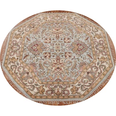 Heriz-Serapi Oriental Octagon Area Rug Handmade Wool Carpet - 6'0" x 5'11"