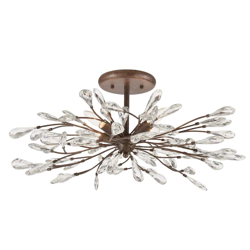 Elk Home Crislett Sunglow Bronze With Crystal 4 Light Semi Flush Mount