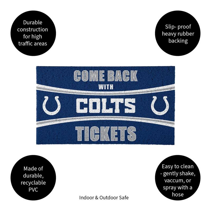 Indianapolis Colts 28 in. x 16 in. PVC "Come Back With Tickets" Trapper Door Mat
