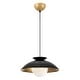 preview thumbnail 8 of 10, 1-Light Modern Farmhouse White/ Black Dome Gold Leaf Wood Pendant with Opal Glass Globe
