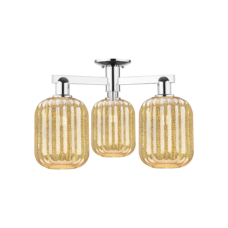 Innovations Lighting 716-3F-14-24 Preston Semi-Flush Cylinder Preston - Polished Chrome / Mercury