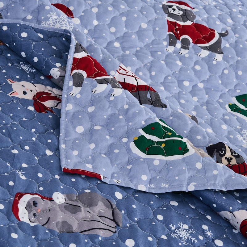 Greenland Home Fashions Winter Whiskers Dogs & Cats Reversible Pet Lovers' Quilt Set