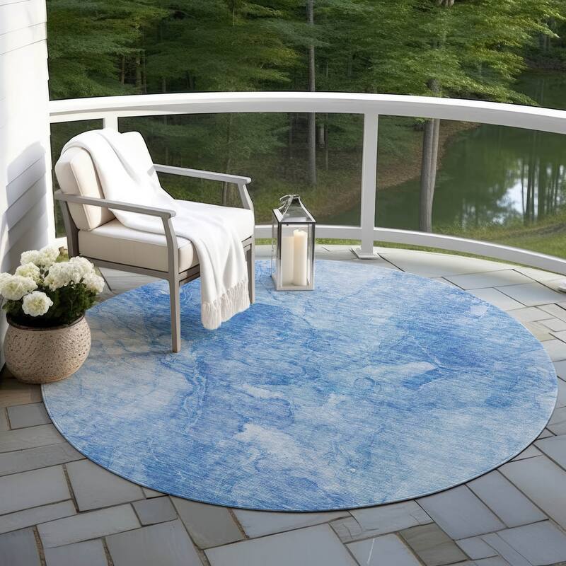 Machine Washable Indoor/ Outdoor Chantille Abstract Watercolor Rug