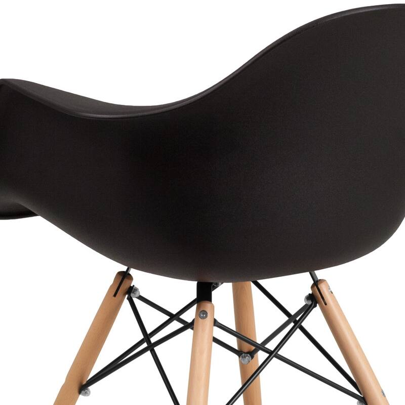 Plastic Chair with Arms and Wooden Legs
