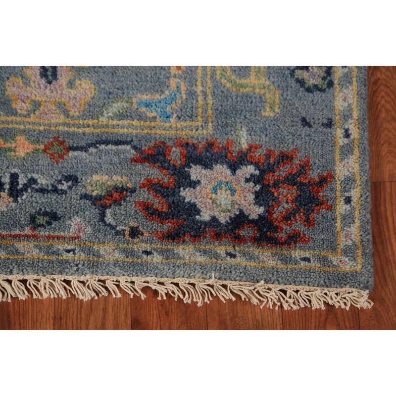 Floral Oushak Indian Runner Rug Hand-Knotted Wool Carpet - 2'6"x 7'9"