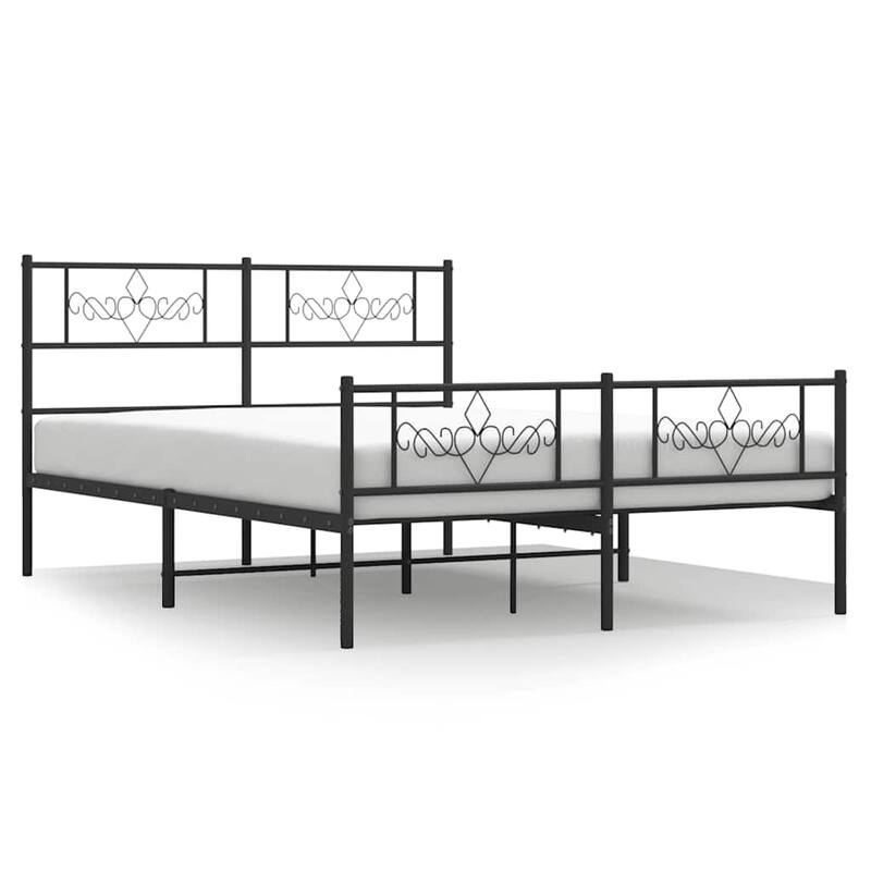 vidaXL 12 Inches Black Full Size Metal Bed Frame No Mattress - 77.2" x 55.9" x 35.4"
