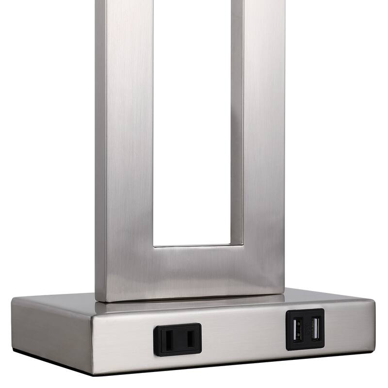 22" Gray USB Table Lamp Set With Touch Control