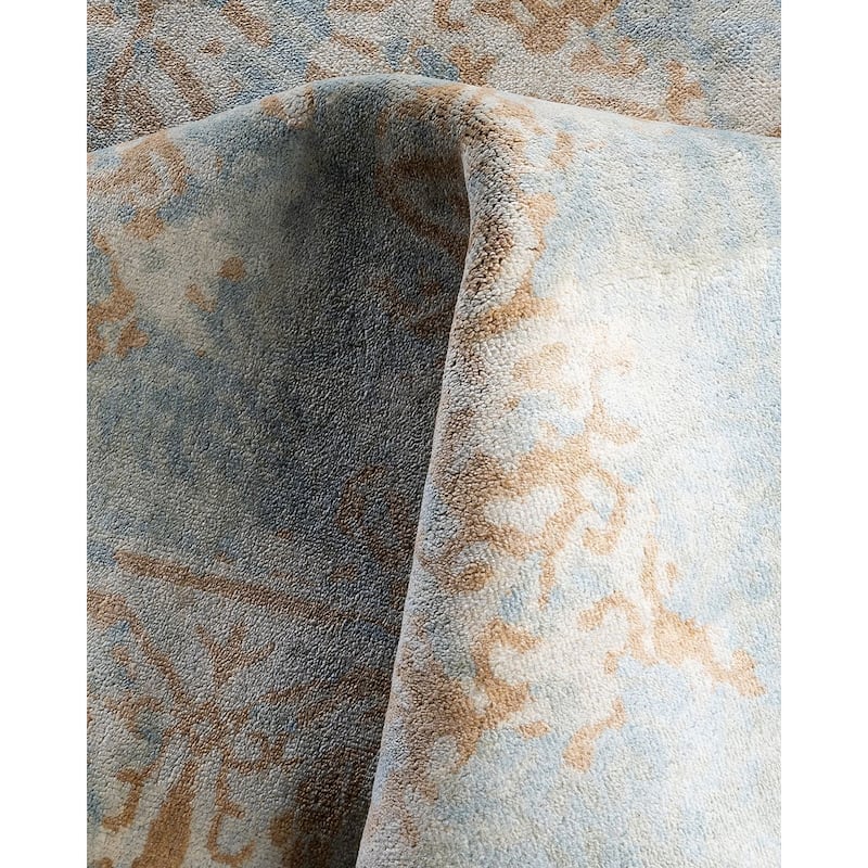 Ikat One-of-a-Kind Hand-Knotted Area Rug, Blue - 9' 4" x 11' 10"