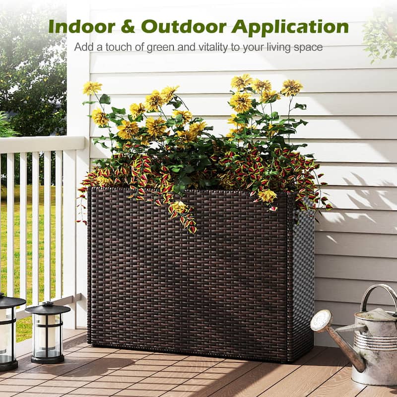 Costway 1/2 PCS 24" Tall PE Rattan Planter Box with Removable Liner