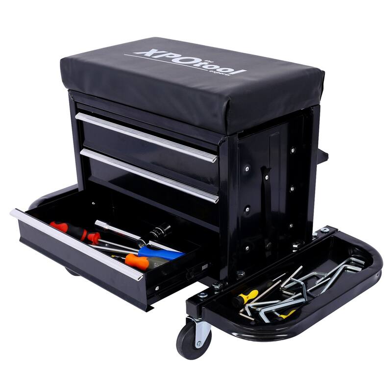 350-Pound Capacity Garage Glider Rolling Tool Chest Seat