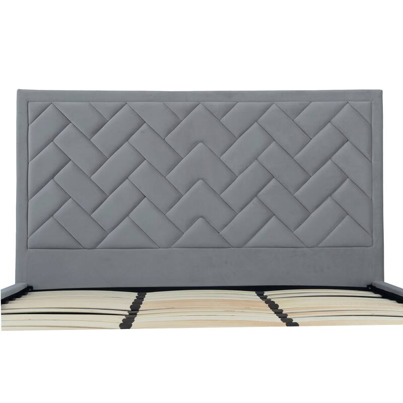 Manhattan Comfort Crosby Velvet Upholstered Bed