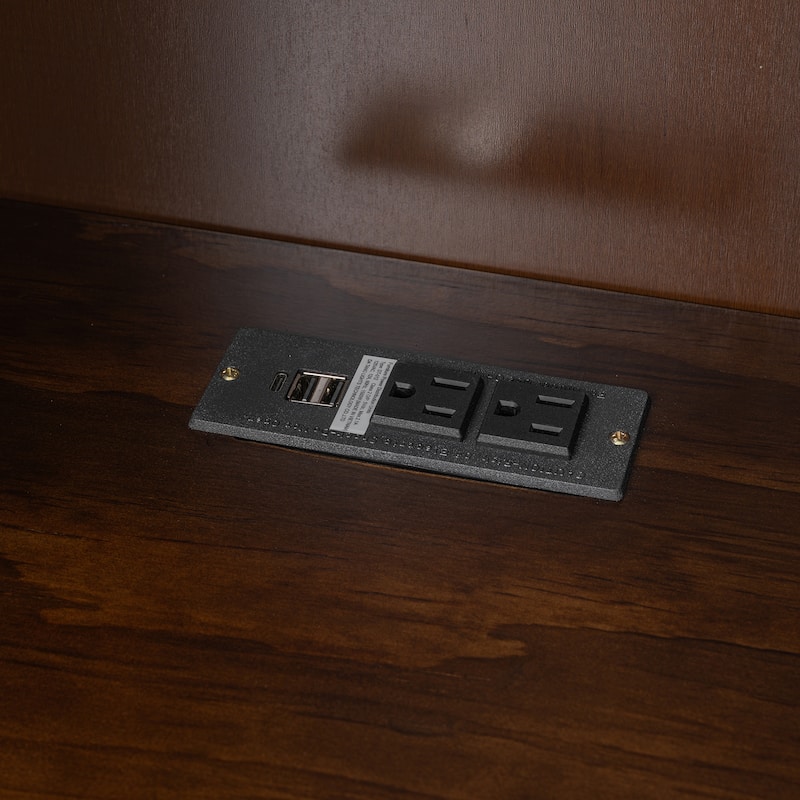 Queen Size Murphy Bed Heavy-Duty Murphy Bed Cabinet Bed with Desk Drawers open shelving Units Power Outlet and Side Cabinets