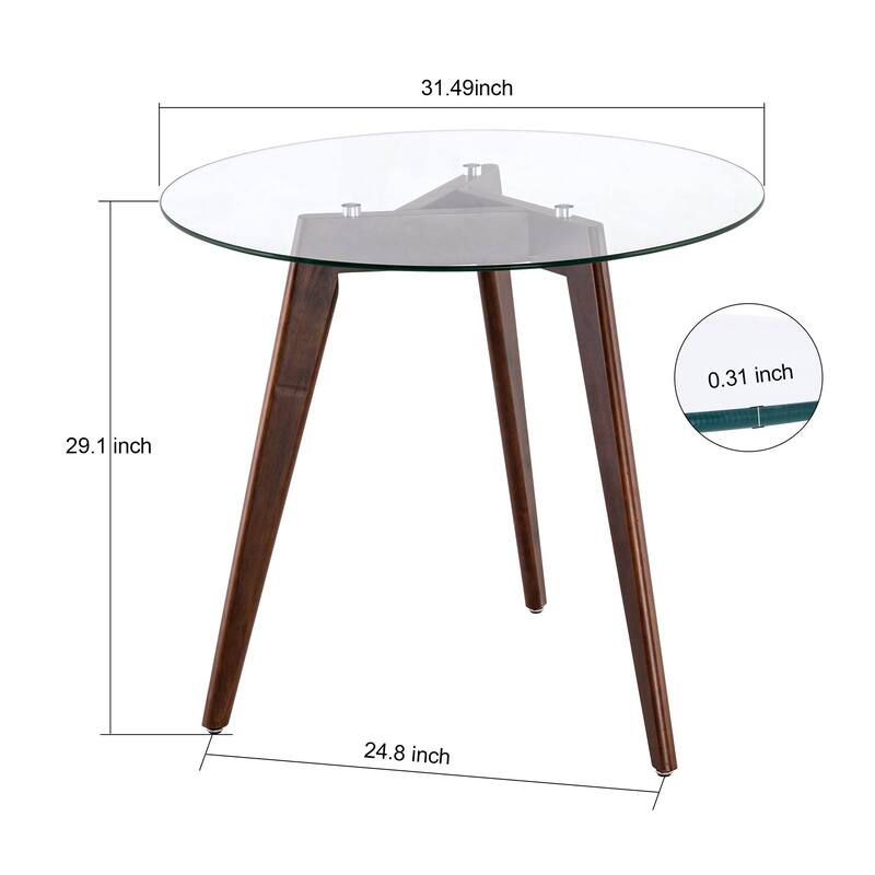 Ivinta Modern Small Dining Table Round Glass Coffee Table Farmhouse Kitchen Table