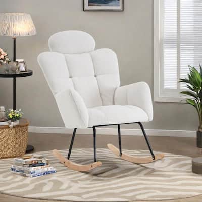 Teddy Fabric Nursery Rocking Chair with Headrest